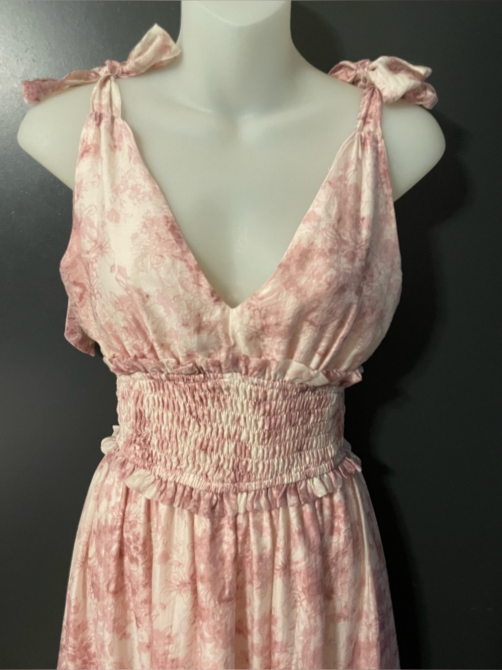 En Saison Pink Floral Smocked Midi Dress Cottagecore Romance XS - Picture 3 of 11